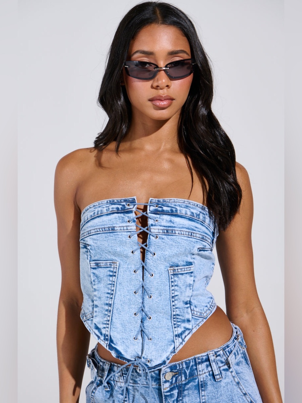 Akira TIED UP DENIM CORSET